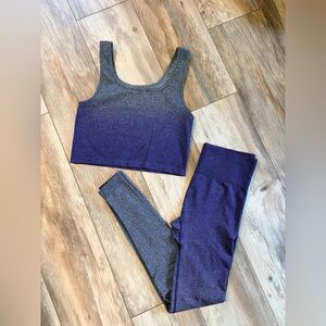 Constantly Varied Gear Ombre Gray to Purple crop top and Leggings